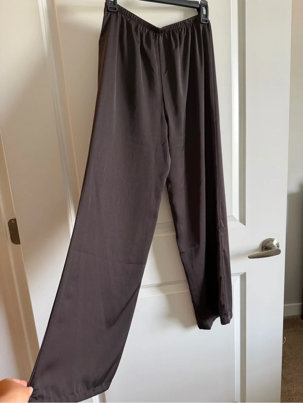 NWT SINCERELY JULES SILK PANTS IN DARK BROWN